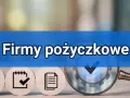 Firma pożyczkowa analizuje cechy pożyczki. Ikony dokumentów i lupa symbolizują proces weryfikacji.