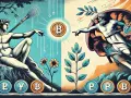 Stworzenie Bitcoina, jak na obrazie "Stworzenie Adama". Apy co to znaczy? To roczny zwrot z inwestycji, klucz do wzrostu cyfrowych aktywów.