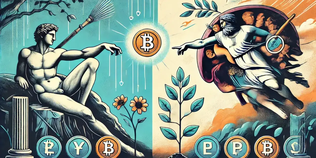Stworzenie Bitcoina, jak na obrazie "Stworzenie Adama". Apy co to znaczy? To roczny zwrot z inwestycji, klucz do wzrostu cyfrowych aktywów.