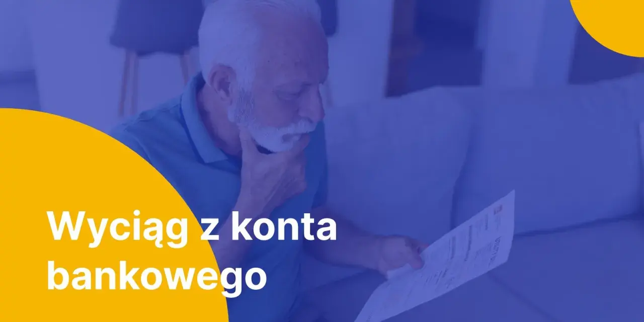 Starszy mężczyzna analizuje dokument, być może zastanawia się, jak uzyskać wyciąg bankowy.