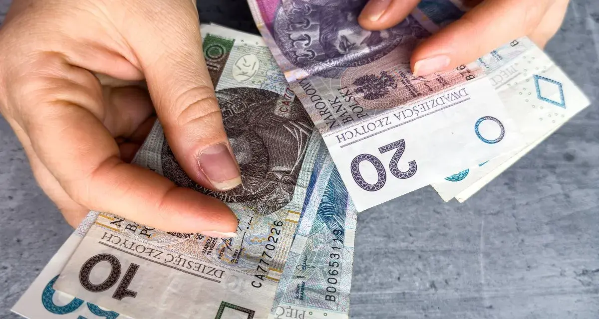 Ręce trzymają polskie banknoty 10, 20 i 50 zł. Czy w Vivus można przedłużyć pożyczkę?