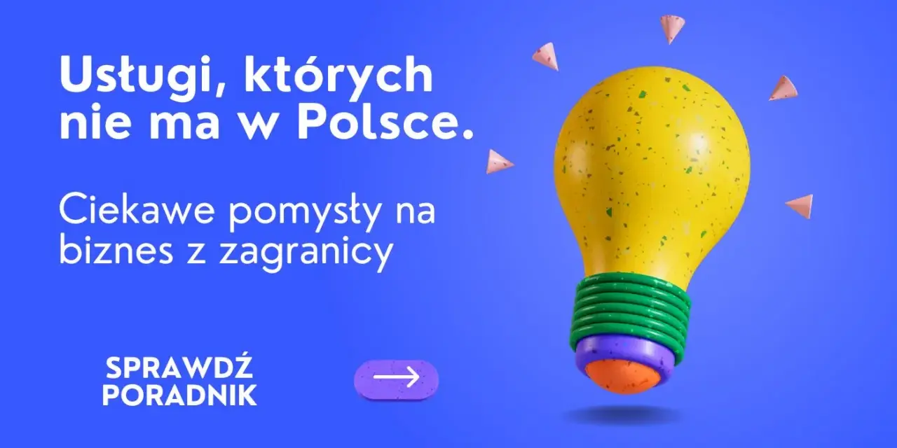 Usługi, których nie ma w Polsce. Odkryj ciekawe pomysły na biznes z zagranicy i sprawdź poradnik. Żółta żarówka symbolizuje innowację.
