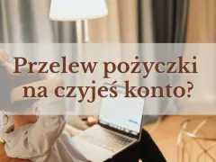 Kobieta z laptopem czeka na przelew pożyczki na czyjeś konto.