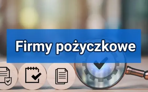 Firma pożyczkowa analizuje cechy pożyczki. Ikony dokumentów i lupa symbolizują proces weryfikacji.