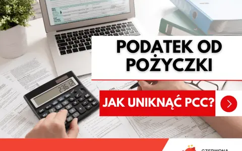 Podatek od pożyczki. Kalkulator, dokumenty i laptop sugerują analizę finansową. Dowiedz się, jak uniknąć PCC.