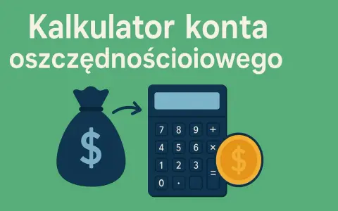 Kalkulator konta oszczędnościowego: worek pieniędzy, kalkulator i moneta. Dowiedz się, jak obliczyć zysk z konta oszczędnościowego.