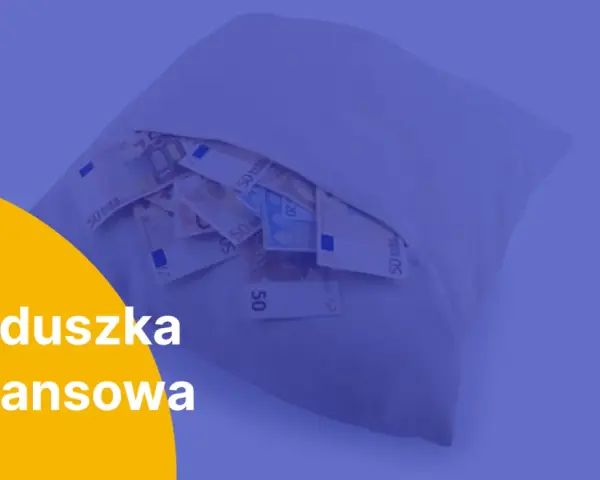 Miękka poduszka wypełniona banknotami euro symbolizuje poduszkę finansową, dającą poczucie bezpieczeństwa.