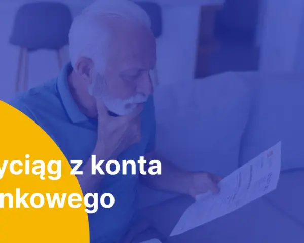 Starszy mężczyzna analizuje dokument, być może zastanawia się, jak uzyskać wyciąg bankowy.
