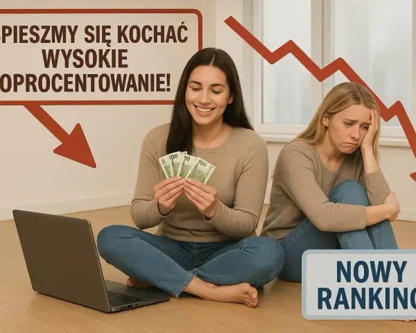 Szukasz informacji: depozyt co to? Jedna kobieta cieszy się z pieniędzy, druga martwi się spadkami. Nowy ranking lokat.