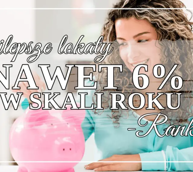Uśmiechnięta kobieta z różową świnką-skarbonką. Najlepsze lokaty nawet 6% w skali roku - Ranking.