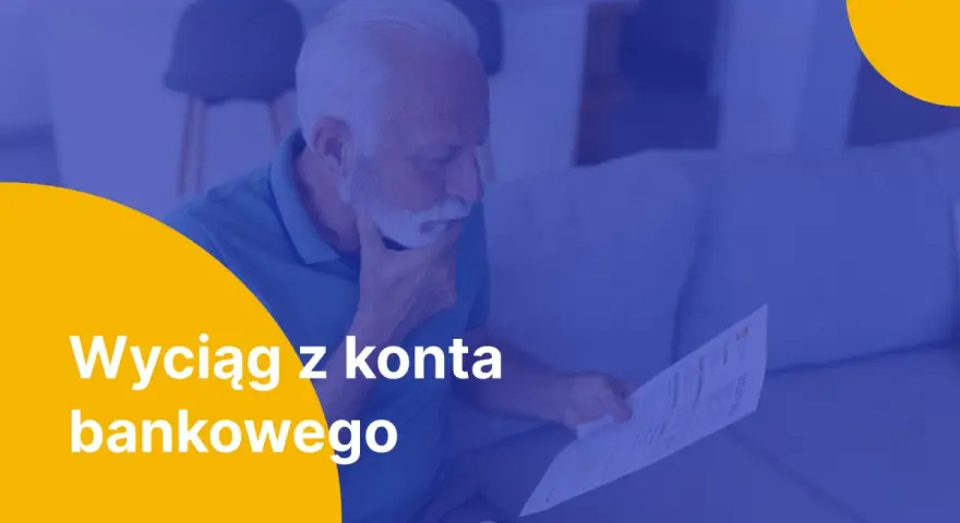 Starszy mężczyzna analizuje dokument, być może zastanawia się, jak uzyskać wyciąg bankowy.