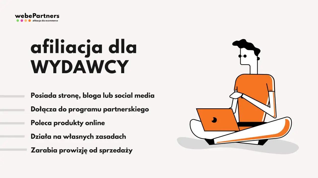 Afiliacja dla wydawcy: posiada stronę, bloga lub social media, dołącza do programu partnerskiego, poleca produkty online i zarabia prowizję od sprzedaży.