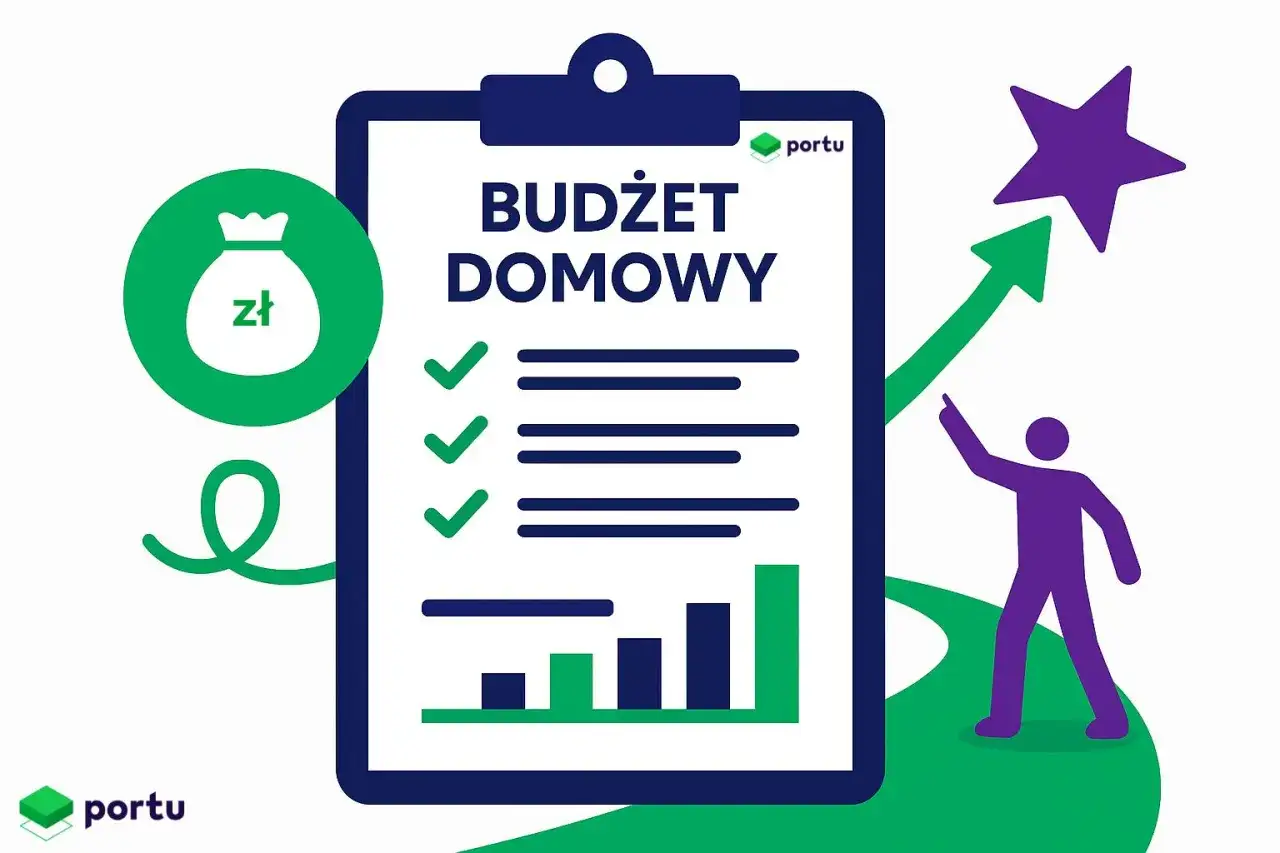 Zrozumienie, dlaczego warto oszczędzać, jest kluczem do sukcesu. Wykresy i ikony symbolizują budżet domowy i drogę do gwiazd.