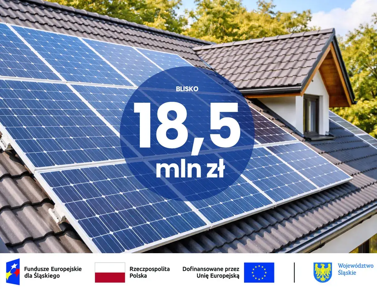 Panele fotowoltaiczne na dachu domu. Dofinansowanie OZE w wysokości 18,5 mln zł dla województwa śląskiego.