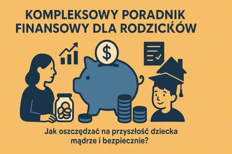 Poradnik finansowy dla rodziców: jak mądrze i bezpiecznie oszczędzać na przyszłość dziecka, pokazując różne formy oszczędzania.